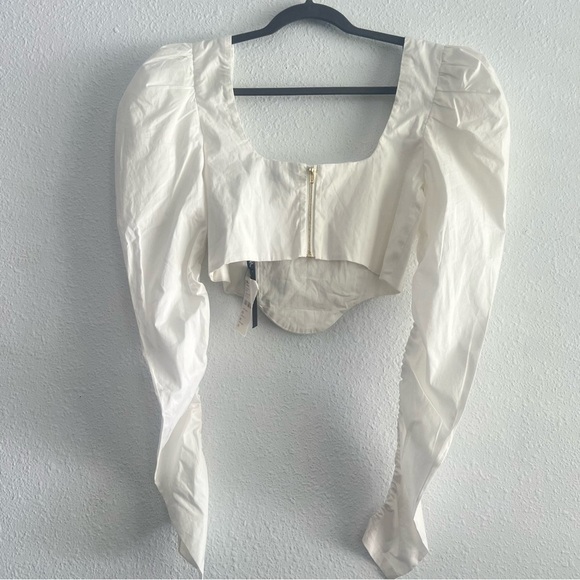 h:ours Revolve Mona Long Sleeve Cropped in White Size M - Picture 6 of 11
